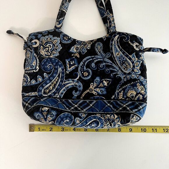 Vera Bradley Small Handbag Windsor Navy Blue Floral and Plaid - Picture 6 of 8